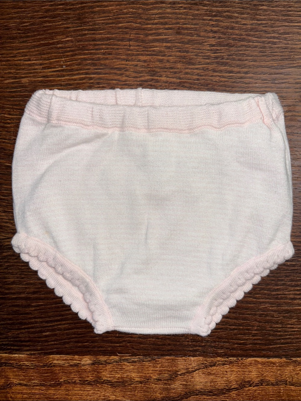 Angel Dear Pale Pink Striped Knit Diaper Cover Bloomers Scalloped Trim 0-3mo